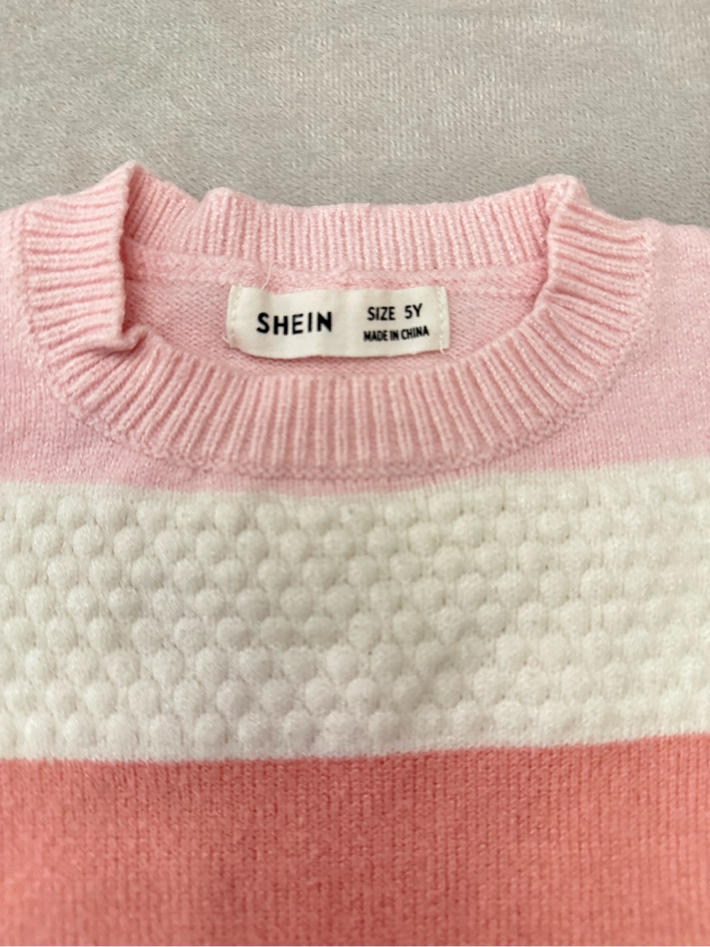 SHEIN Girls Striped Knit Sweater Dress Size 5Y Pink White Long Sleeve - Picture 2 of 8
